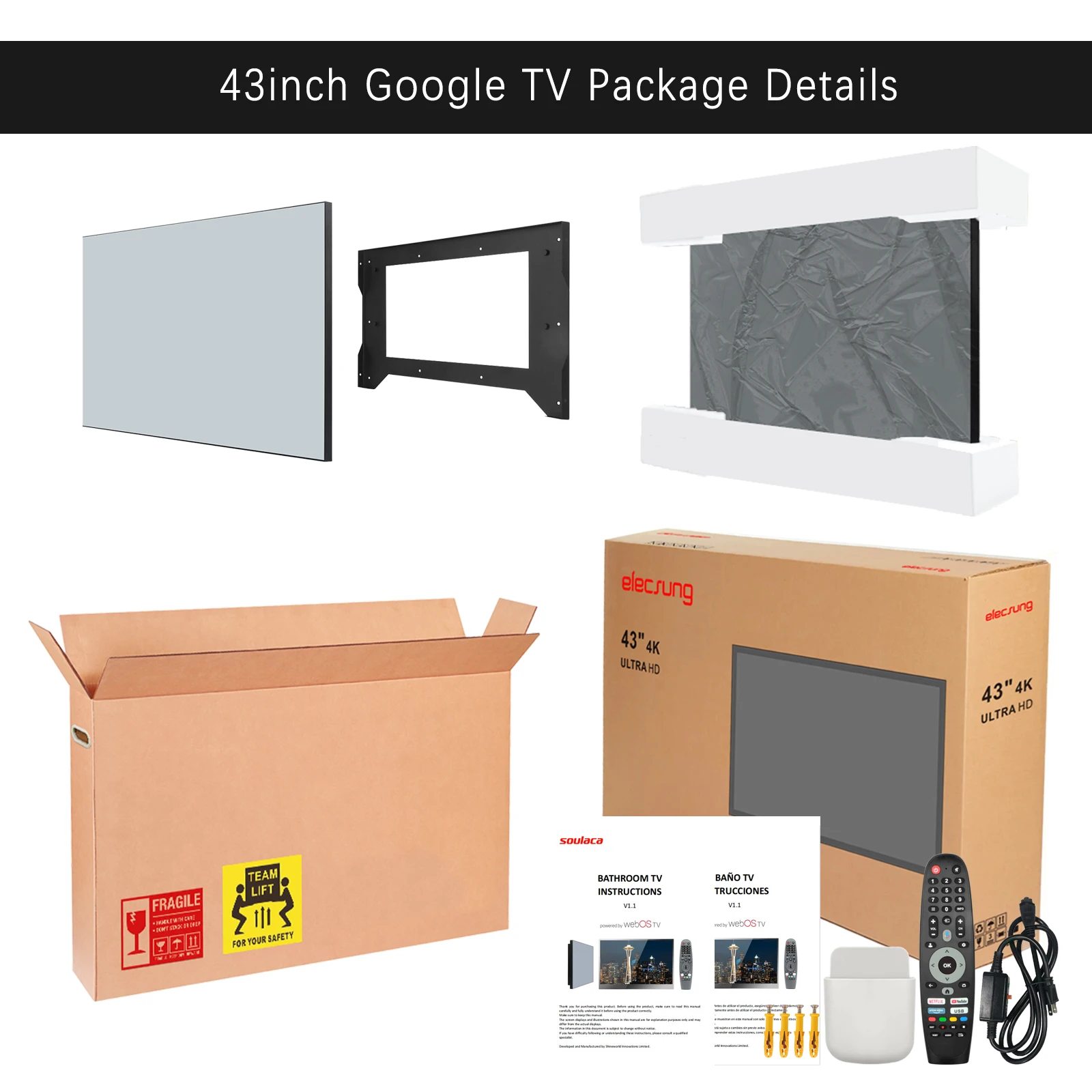 43inch Bathroom Mirror TV Large Smart 4K - Image 5