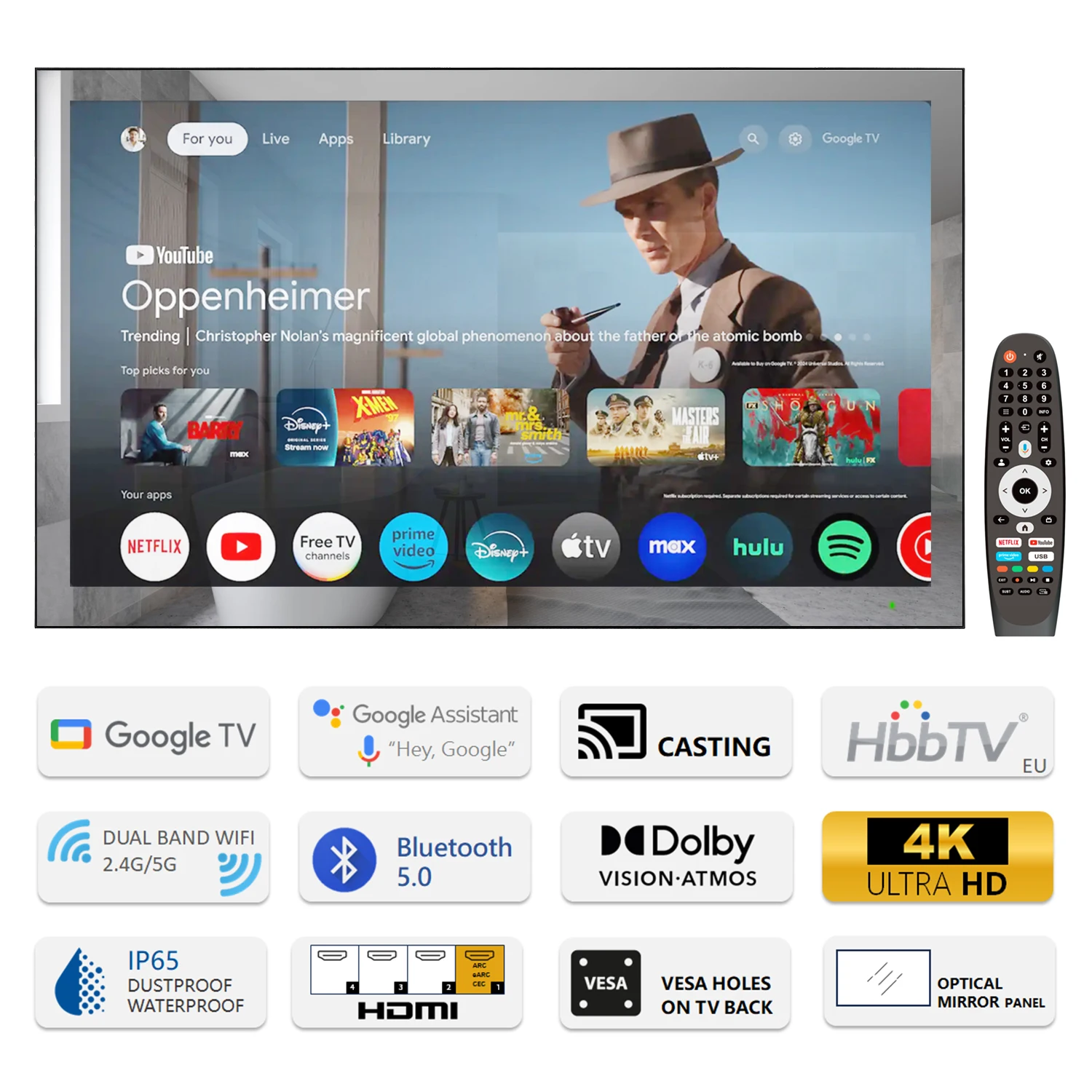 43inch Bathroom Mirror TV Large Smart 4K - Image 3